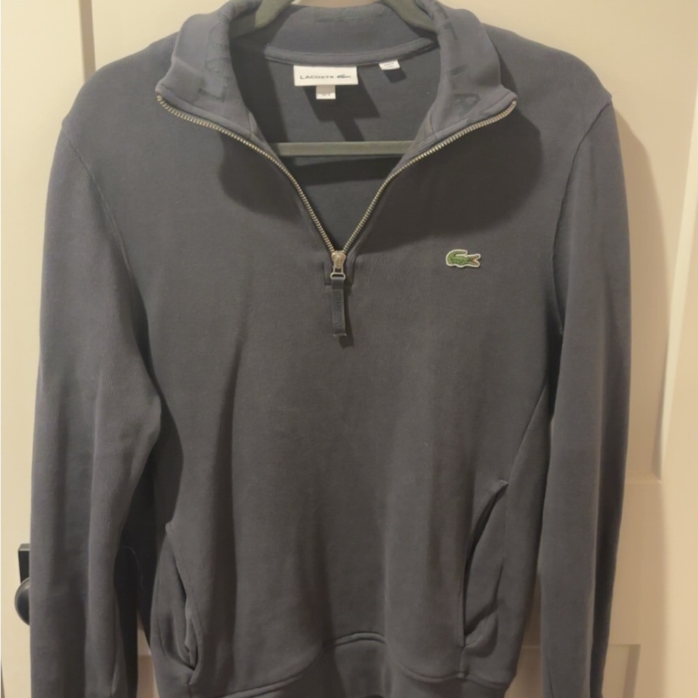 Lacoste Men's Gray Quarter Zip Sweater